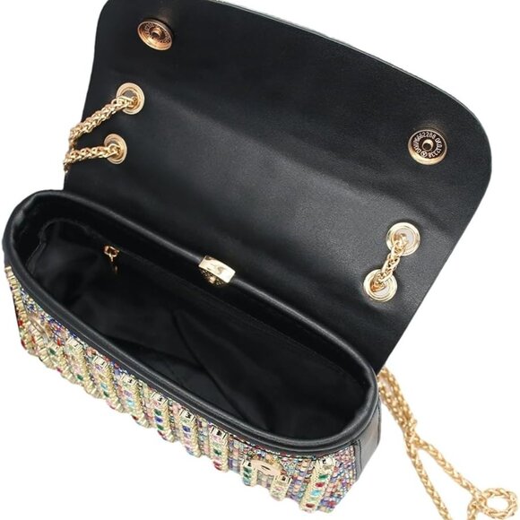 Women Rhinestone Evening Bag Crystal Shoulder Clutch for Cocktail Party Wedding - Picture 5 of 5